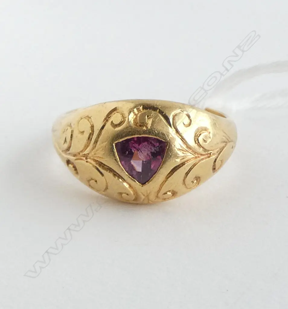 18CT GOLD & PINK TOURMALINE STONE RING 5.78gm SIZE P 1/2 Image 1++