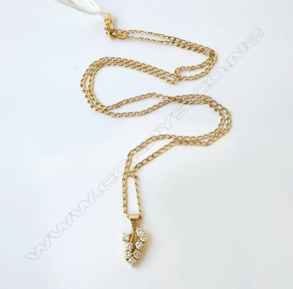 9ct & DIAMOND PENDANT on 9ct CHAIN 4.8gm Image 1++