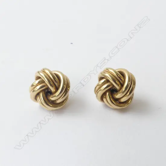 **RTV** PR 9CT YG DOUBLE TUBE KNOT EARRINGS 3.5 grms