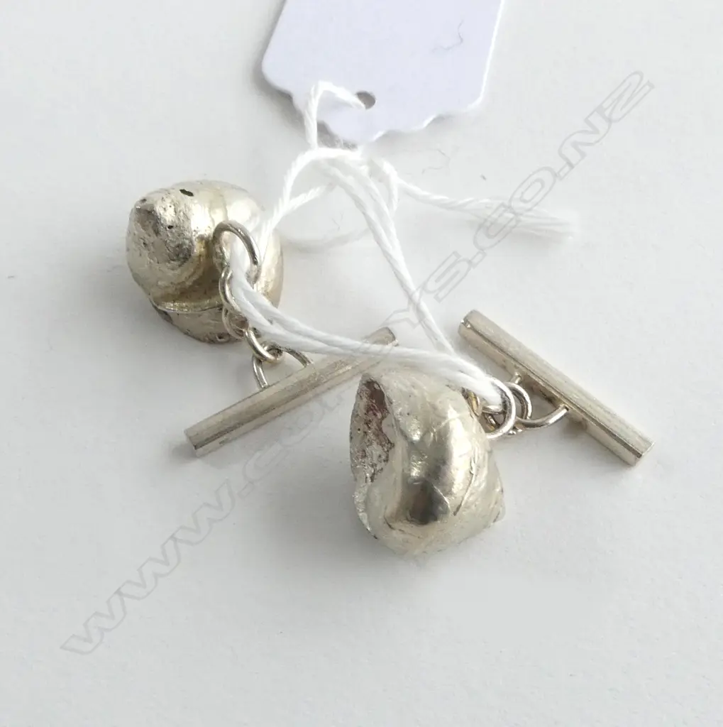 PR SILVER? SEASHELL CUFFLINKS 24.5grms Image 1++