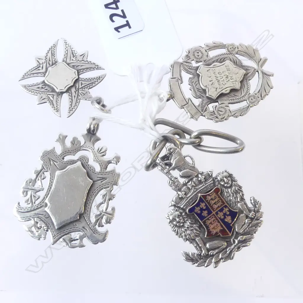 4 VICTORIAN SILVER MEDALIONS, 39.4gm Image 1++