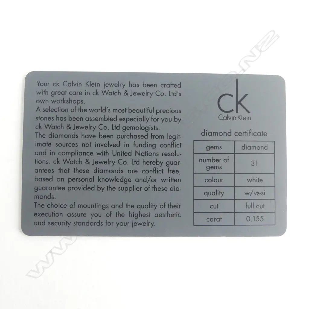 **RTV**  CALVIN KLEIN 31 DIAMOND (0.155CT) 'LIQUID' BRACELET. White metal. 58.6grmS L.16.5CM SMALL SIZE Image 1++