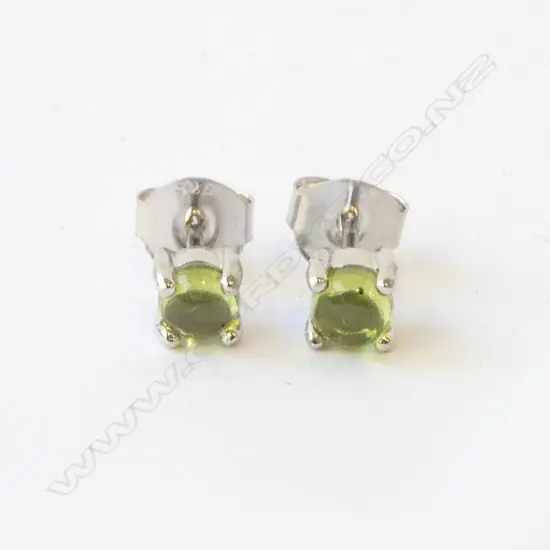 SILVER AND PERIDOT STUD EARRINGS