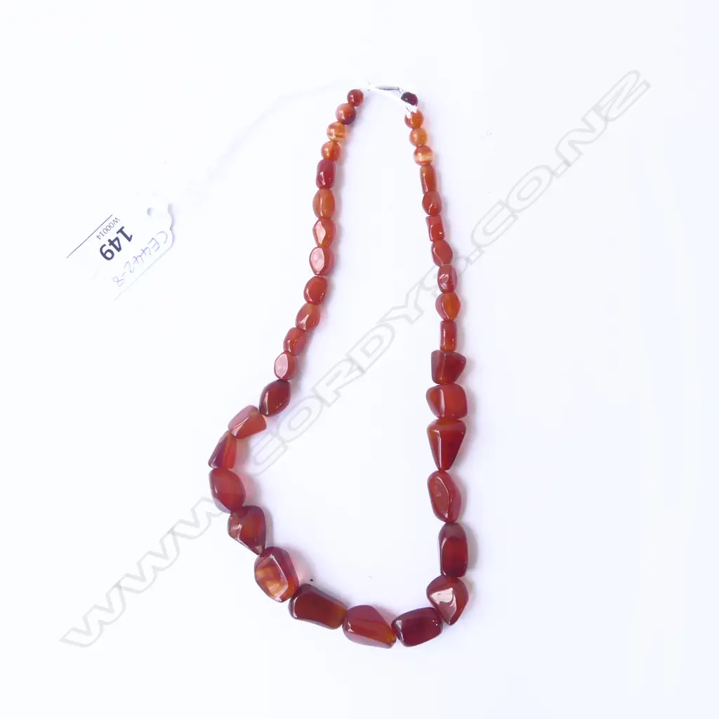 CARNELIAN NECKLACE, STG SILVER CLASP, LENGTH 42cm Image 1++