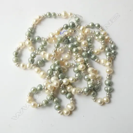 LONG STRAND FRESH WATER PEARLS white & grey L.1600mm
