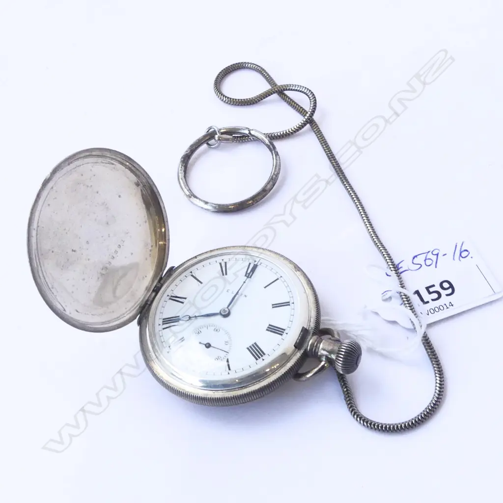 early 20thC 925 SILVER CASED ELGIN HUNTER POCKET WATCH  Image 1++
