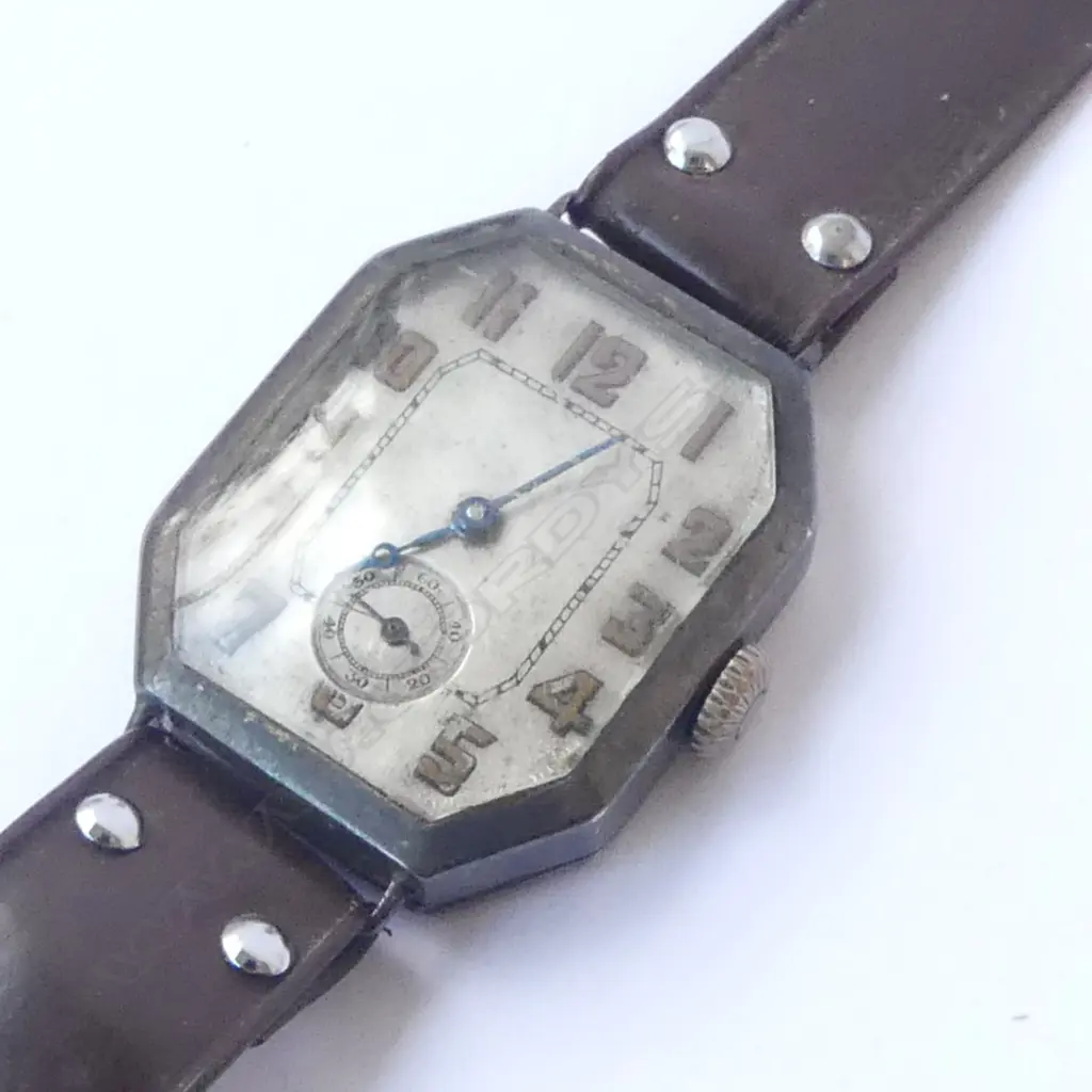 1920's stylish GENT'S STG SILVER SWISS WRISTWATCH apparently not running Image 1++