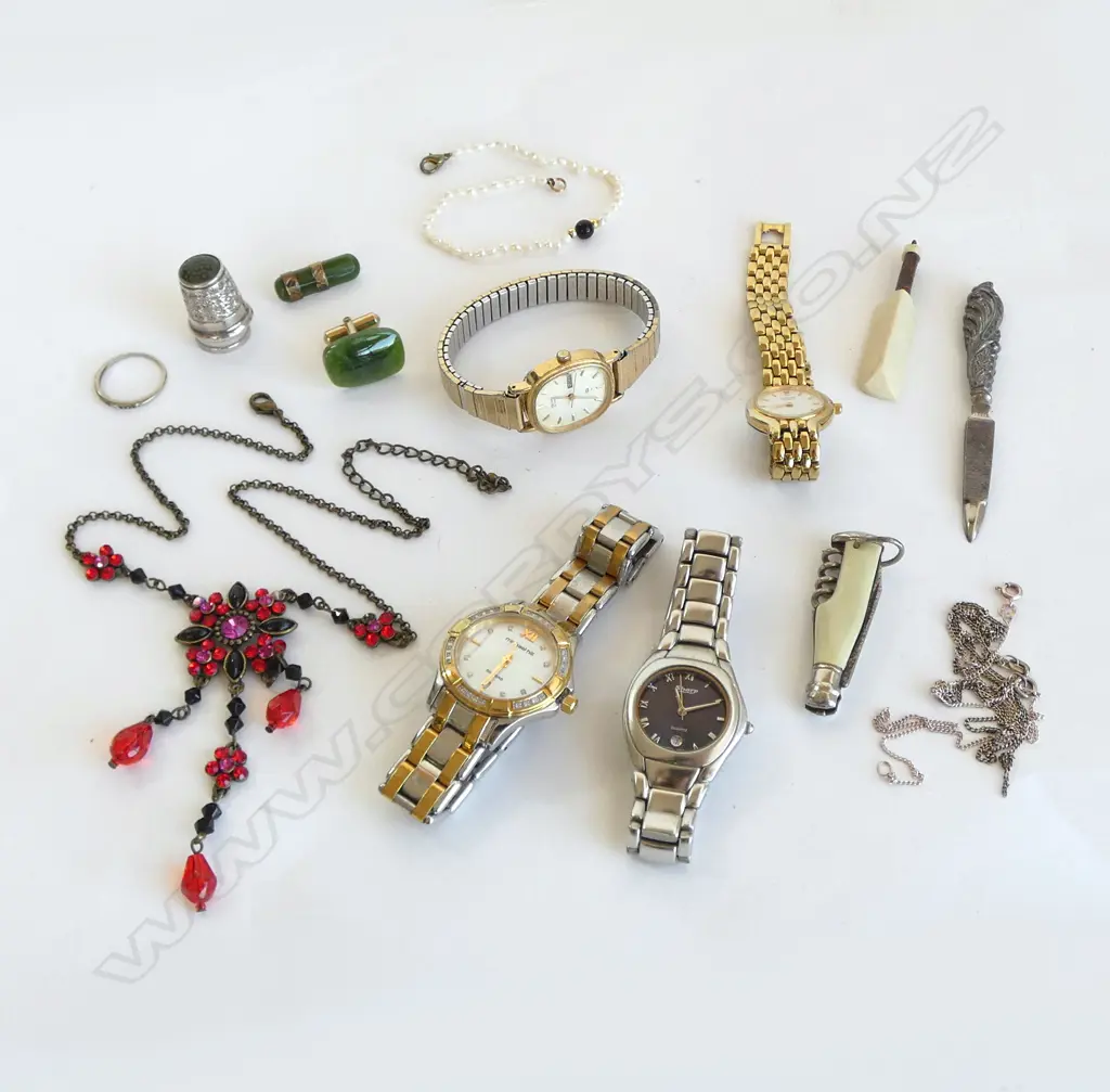 ASST. JEWELLERY INCL. 4 WRIST WATCHES Image 1++