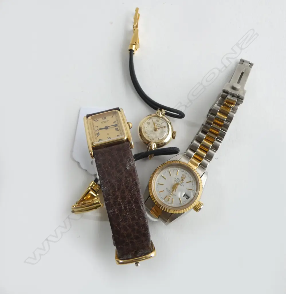 3 VINTAGE LADIES WRISTWATCHES INCLDS; 1950's LADIES GIRARD PERREGAUX WRISTWATCH surface damage to watch face Image 1++