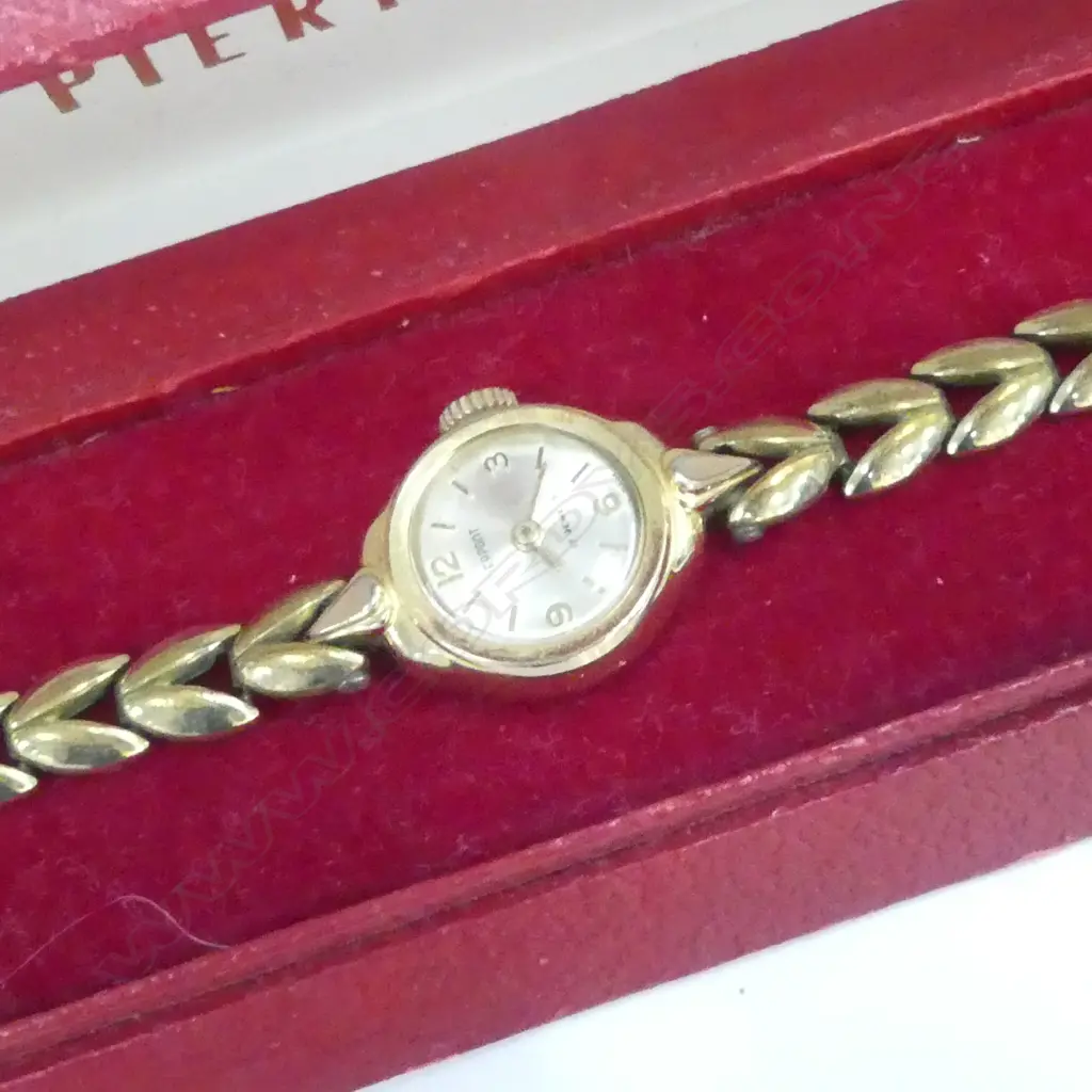 VINTAGE LADIES PIERPONT WRISTWATCH, GOLD PLATED, in original box Image 1++