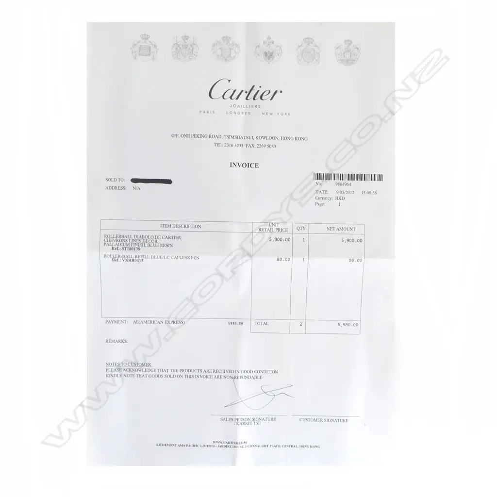 CARTIER ROLLERBALL DIABOLO CHEVRON PEN BOXED as new with receipt dated 2012. Image 1++