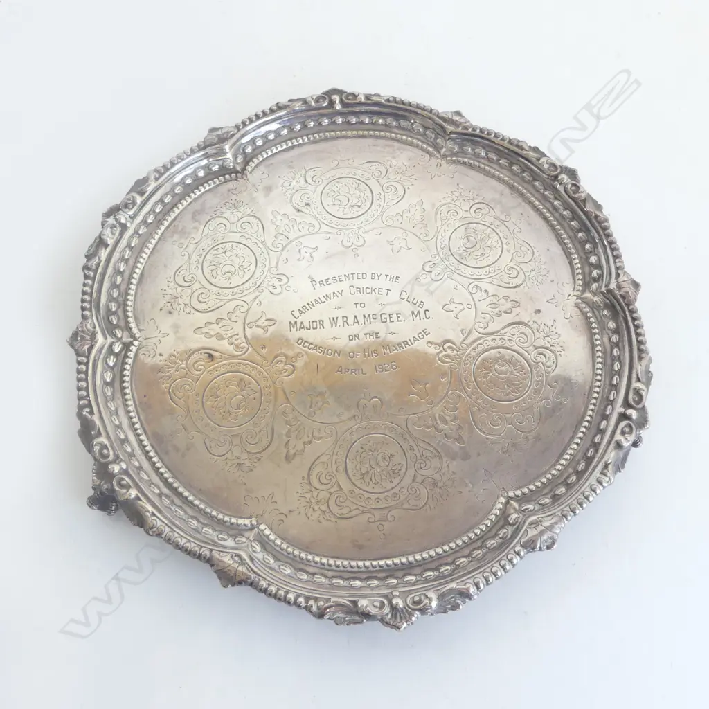 STG SILVER SALVER, DUBLIN 1873 205mm dia 329grms Image 1++
