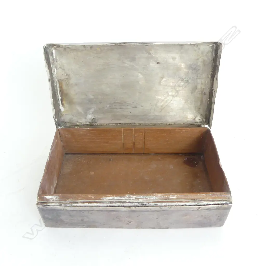STG SILVER HINGED LID CIGARETTE BOX with faults  Image 1++