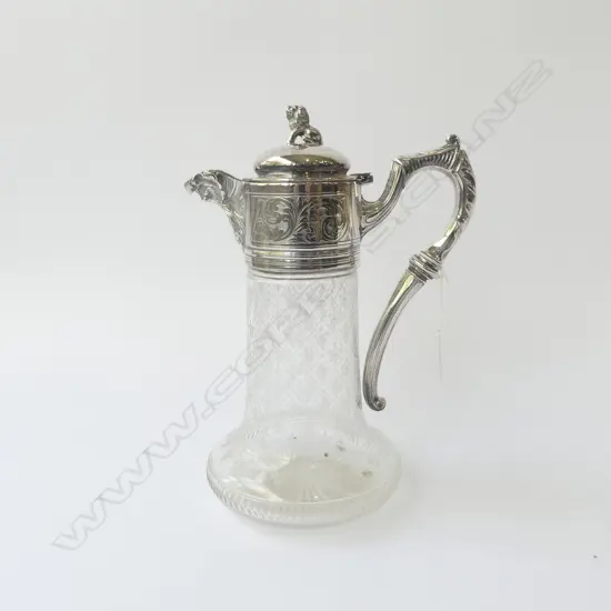 ANTIQUE SILVER PLATE CLARET JUG H.265mm