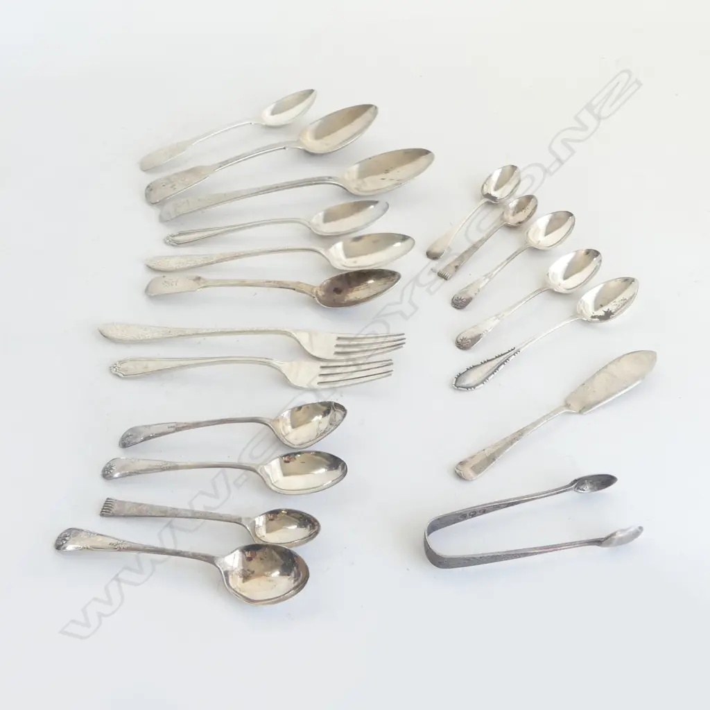 COLLECTION STG SILVER CUTLERY: MAINLY SPOONS 350GMS Image 1++
