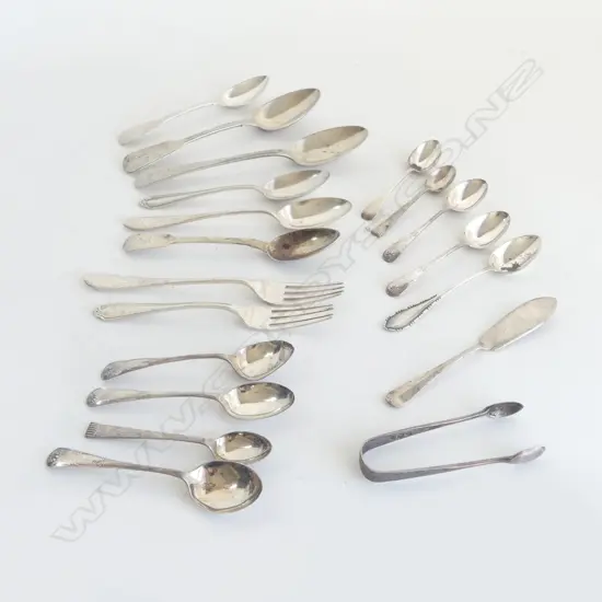 COLLECTION STG SILVER CUTLERY: MAINLY SPOONS 350GMS