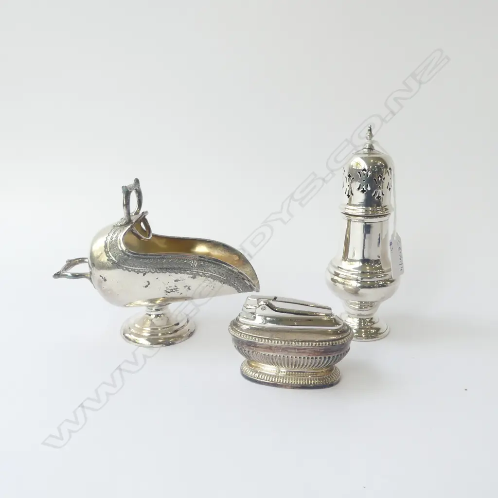 3 PCES EP; SUGAR SIFTER H.170mm, SUGAR SCOOP, TABLE LIGHTER Image 1++
