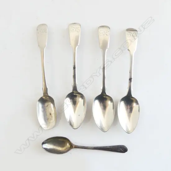 5 ANTIQUE SILVER TEASPOONS 76gms