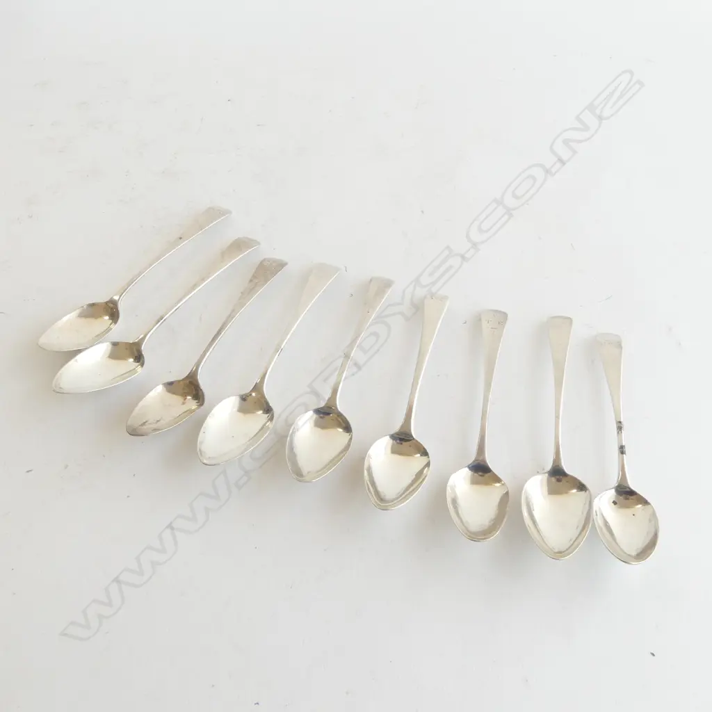 9 GEORGE III SILVER Old English pattern TEASPOONS 133gms Image 1++