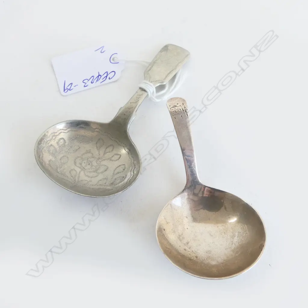 GEORGE III SILVER CADDY SPOON + OTHER SILVER PLATE Image 1++