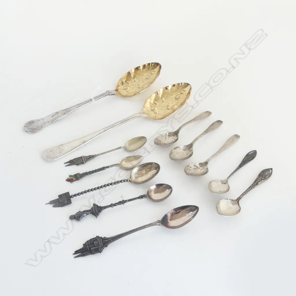 ASST. SILVER TEASPOONS 116grms + 2 EP BERRY SPOONS Image 1++