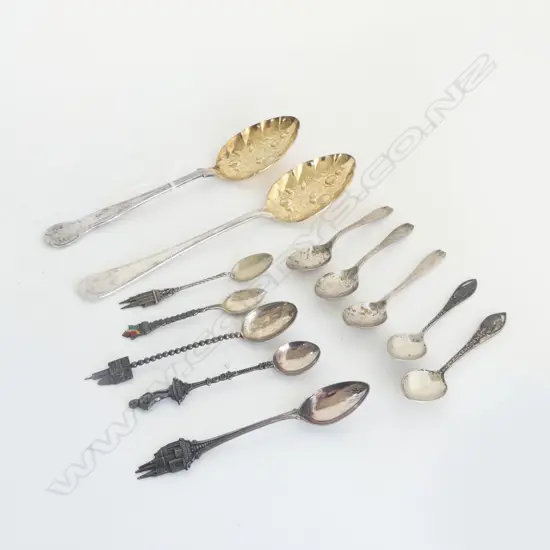ASST. SILVER TEASPOONS 116grms + 2 EP BERRY SPOONS