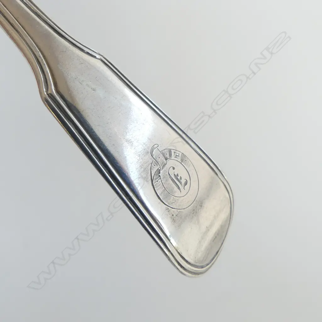 SET 6 GEORGE III SILVER TABLE FORKS fiddle & thread pattern London 1817 388gms Image 1++