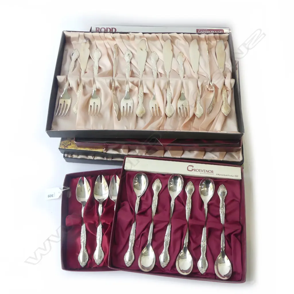 SIX RODD GAINSBOROUGH BOXES OF CUTLERY PARFAIT, SPORKS, CAKE FORKS, FISH SET ETC Image 1++