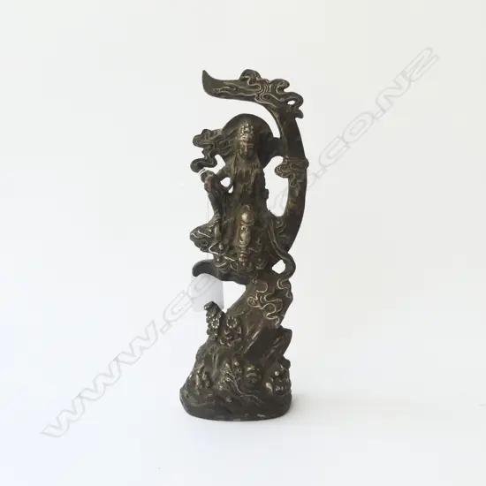 ORIENTAL SILVER METAL FIGURINE H.250mm