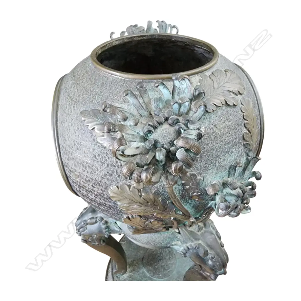 JAPANESE BRONZE KORO INCENSE BURNER floor standing 3 section. H.500mm. Dia.300mm. Image 1++