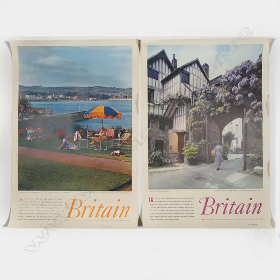 2 BRITISH VINTAGE TRAVEL POSTERS: 'BRITAIN Paignton in Devonshire' + 'BRITAIN Winchester Hampshire' 760 x 510mm
