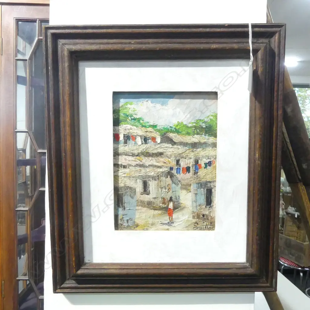 POOR SIDE OF TOWN, FRAMED OIL PAINTING ON STRETCHED CANVAS, SIGNED SAULTOS 81,140 X 190MM Image 1++