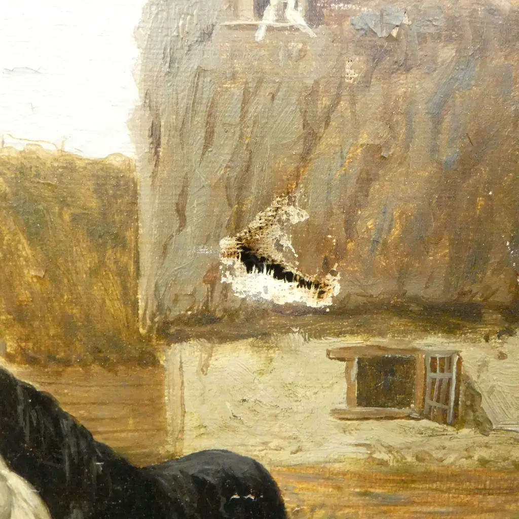 JOHN FREDRICH HERRING (1795-1855), FARMYARD SCENE, OIL ON CANVAS, 395x500mm (SMALL HOLE TO CANVAS) Image 1++