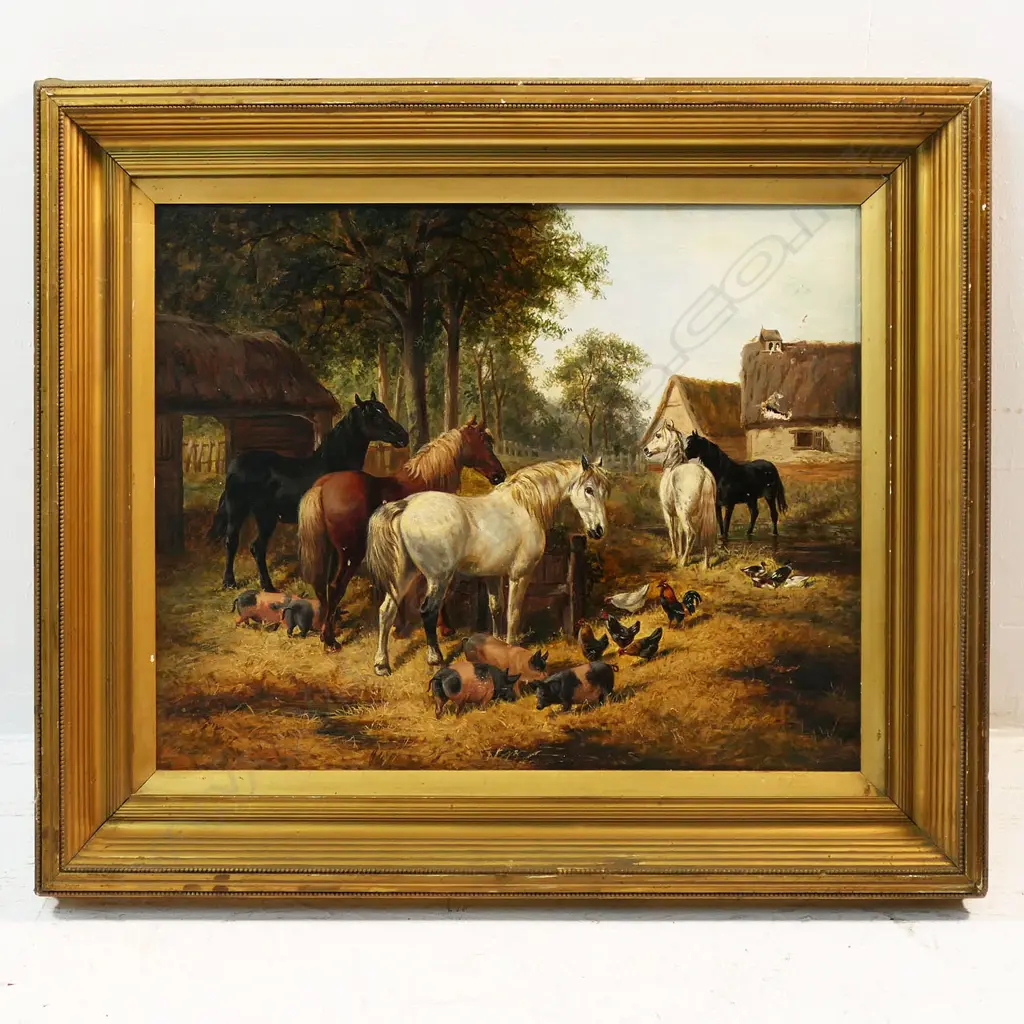 JOHN FREDRICH HERRING (1795-1855), FARMYARD SCENE, OIL ON CANVAS, 395x500mm (SMALL HOLE TO CANVAS) Image 1++
