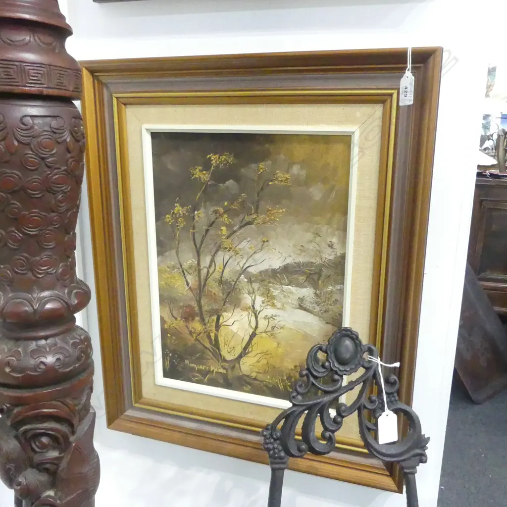 MARGARET MOORE 'NIGHTFALL' OIL ON CANVAS 1977 395x290mm Image 1++
