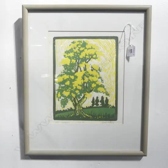 Gael O'Leary (NZ) 'woodcut' 'Tree II' signed etc 280 x 230mm