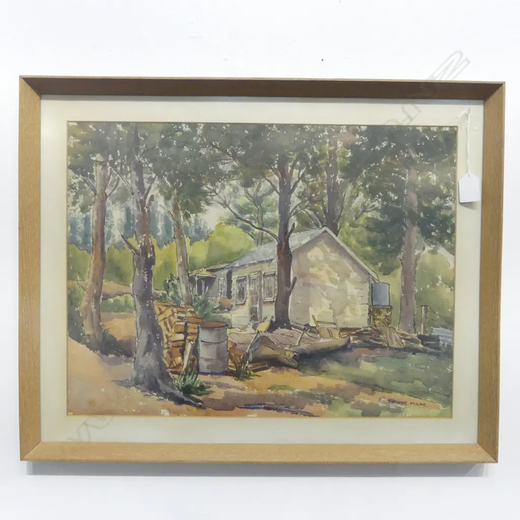 Dorothy Milne watercolour 'Lakeside Cottage Taupo' signed. Entitled verso 370 x 490mm Image 1++