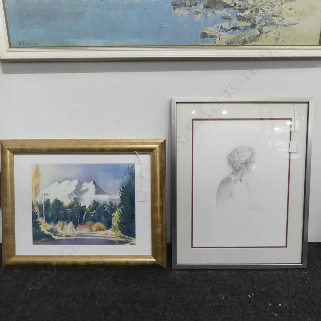 ELISE WILLIAMS FRAMED WORK + PHIL DICKSON W/C 230x195mm Image 1++