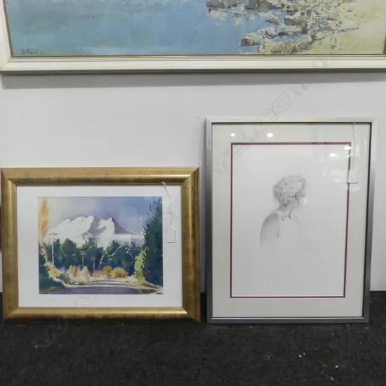 ELISE WILLIAMS FRAMED WORK + PHIL DICKSON W/C 230x195mm