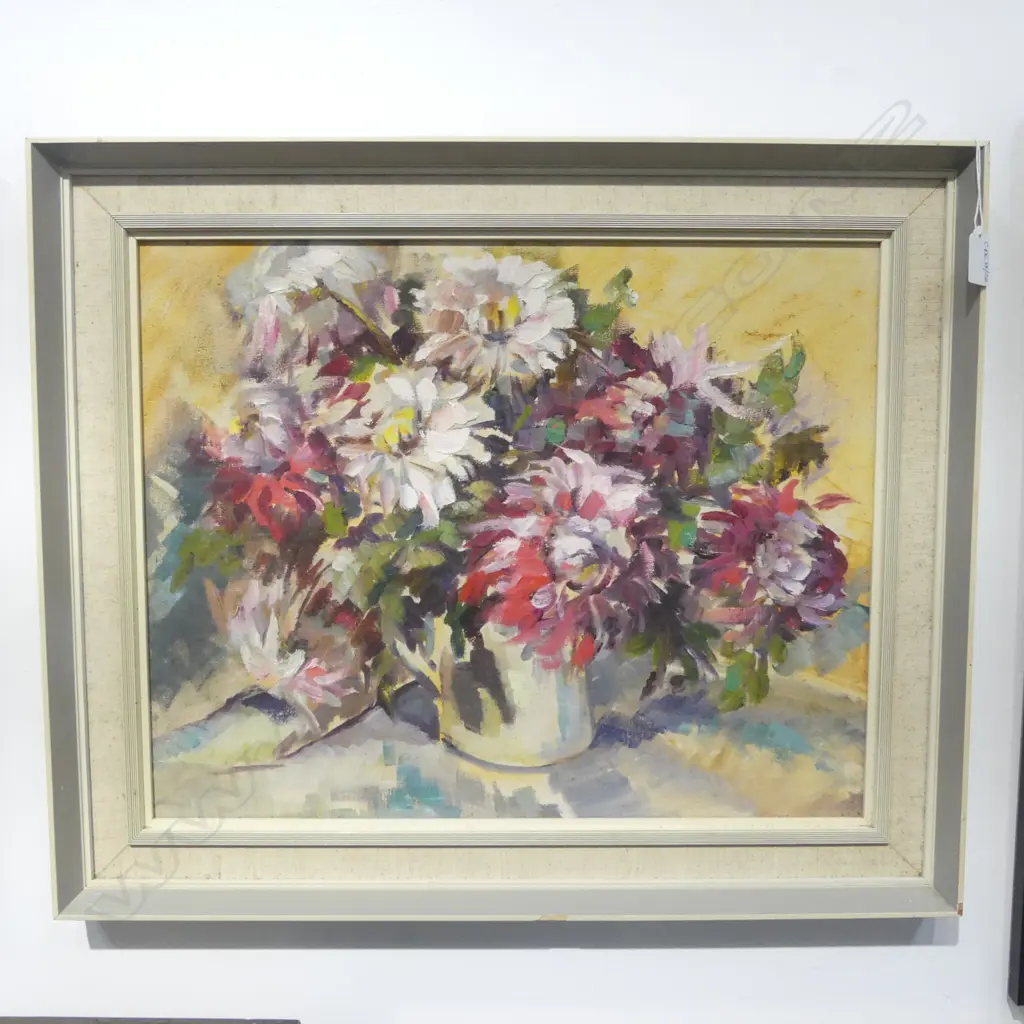 FLORENCE LUXFORD 'LIGHT + SHADE' FLORAL STILL LIFE, OIL ON BOARD 390x490mm Image 1++