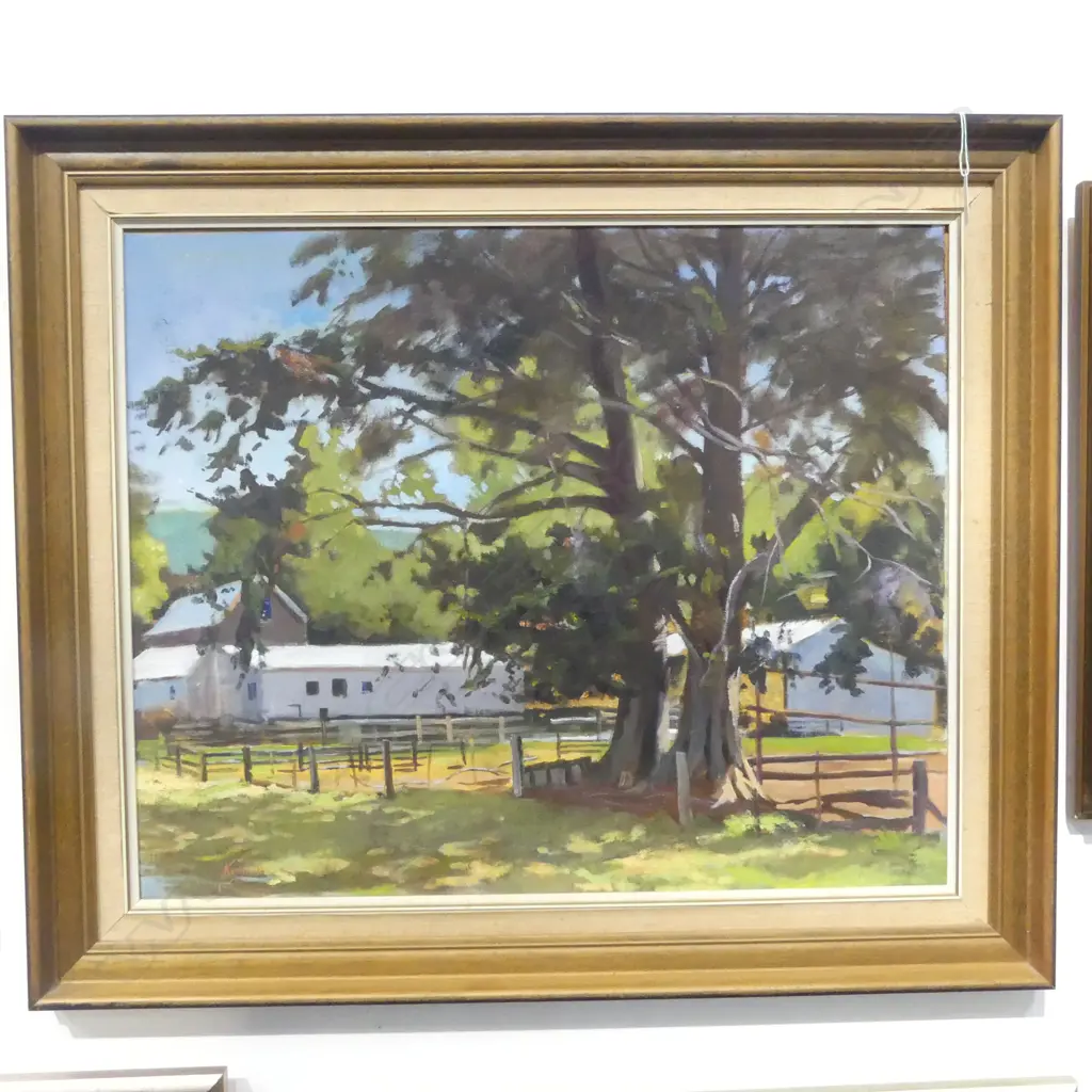 KEITH NELSON? OIL ON BOARD FARM BUILDINGS 485 X 595mm Image 1++