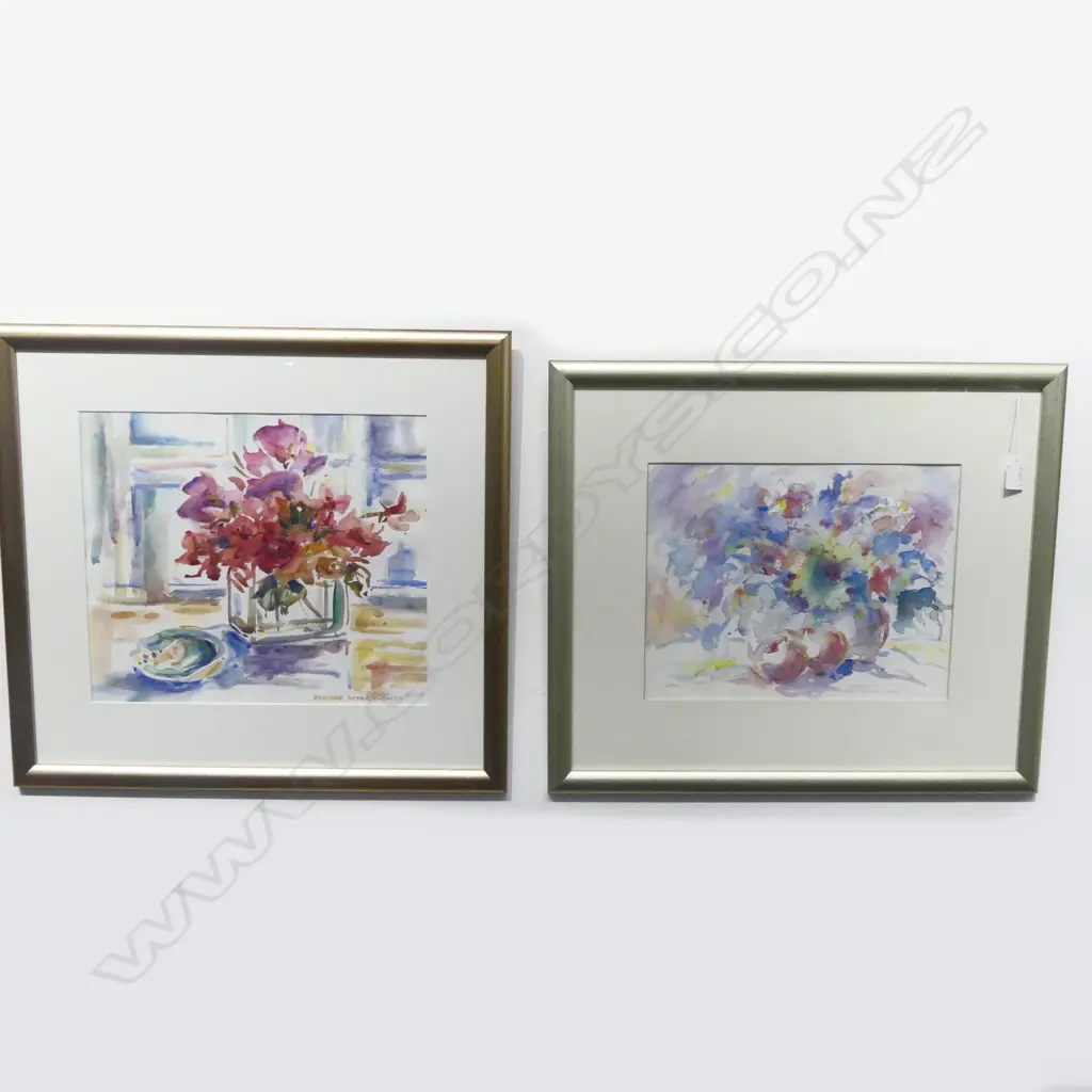 DEIRDRE HATRICK-SMITH 2 STILL LIFE WATERCOLOURS signed 330 x 390mm largest Image 1++