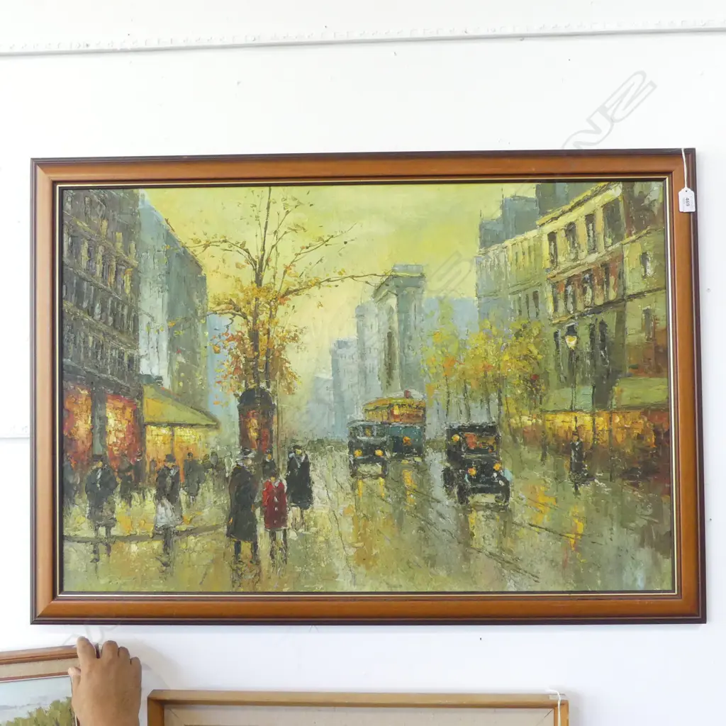 PARIS STREET SCENE, OIL ON BOARD 610x915mm Image 1++