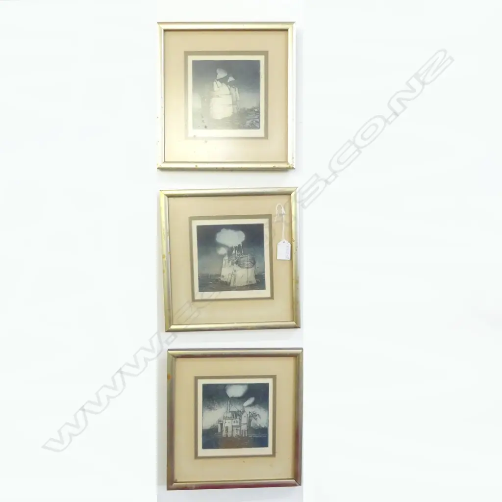 3 etchings artist unknown signed & numbered 140 x 140mm Image 1++