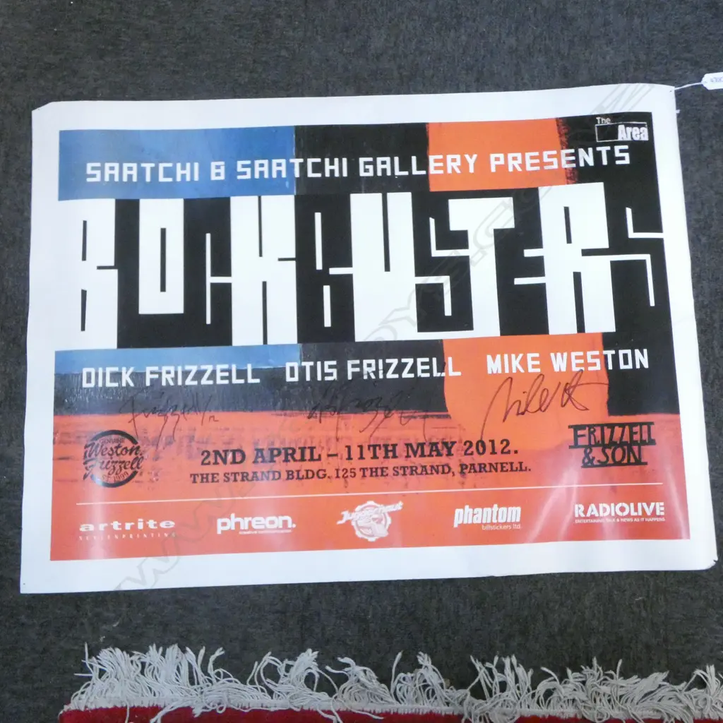 'BLOCKBUSTERS' POSTER SIGNED BY DICK & OTIS FRIZZELL, MIKE WESTON 2012 675x920mm Image 1++