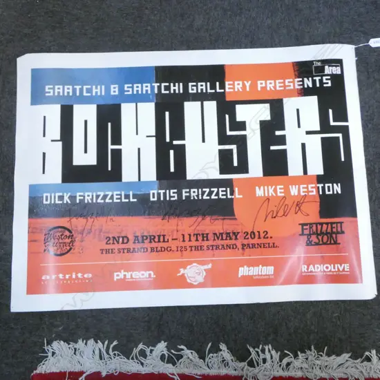 'BLOCKBUSTERS' POSTER SIGNED BY DICK & OTIS FRIZZELL, MIKE WESTON 2012 675x920mm