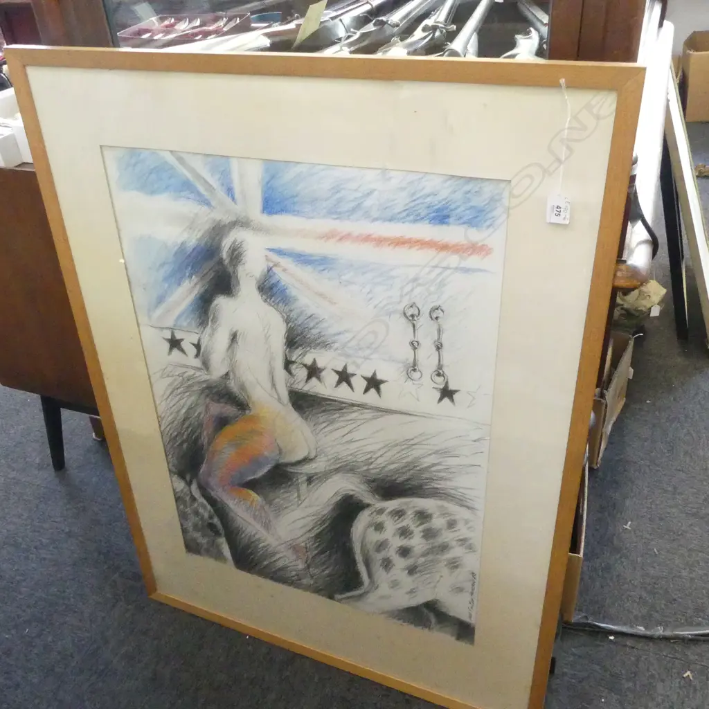 JILL CARTER HANSEN - HORSE AND FLAG charcoal and crayon 760 x 550mm Image 1++