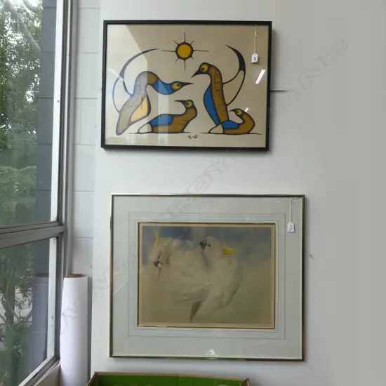 2 PRINTS: RAYMOND CHING 'SULPHUR-CRESTED COCKATOOS' 49/850 410 x 530mm & SAM ASH 'BIRD SPIRIT'