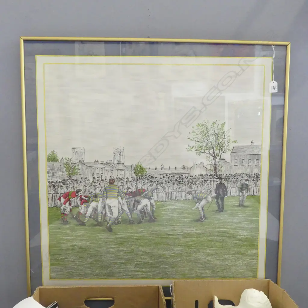 ARTWORK PRINTED ON FABRIC 'MANTERO PER FEDERAZIONE ITALIANA RUGBY' 805x805mm frame AF Image 1++