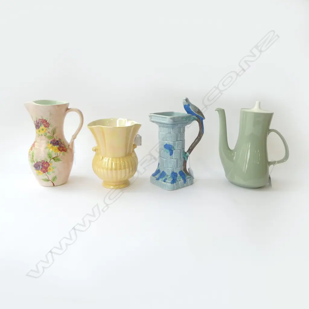 3 VINTAGE ENGLISH VASES & MID CENTURY POOLE COFFEE POT Image 1++